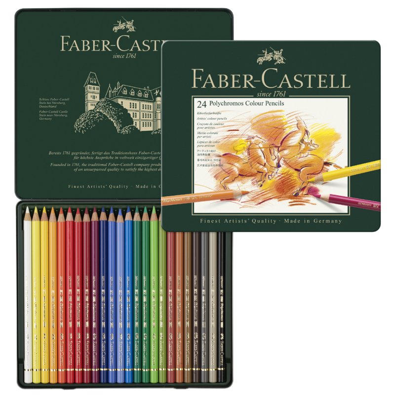 Faber-Castell Polychromos crayons de couleur, étui métal, 12 pièces
