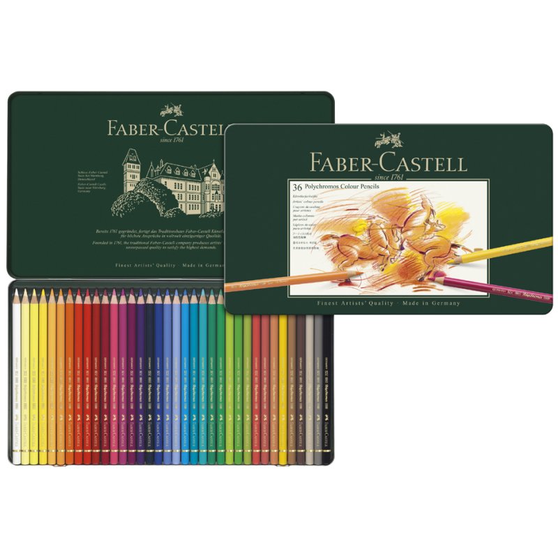 Faber-Castell Polychromos crayons de couleur, étui métal, 12 pièces