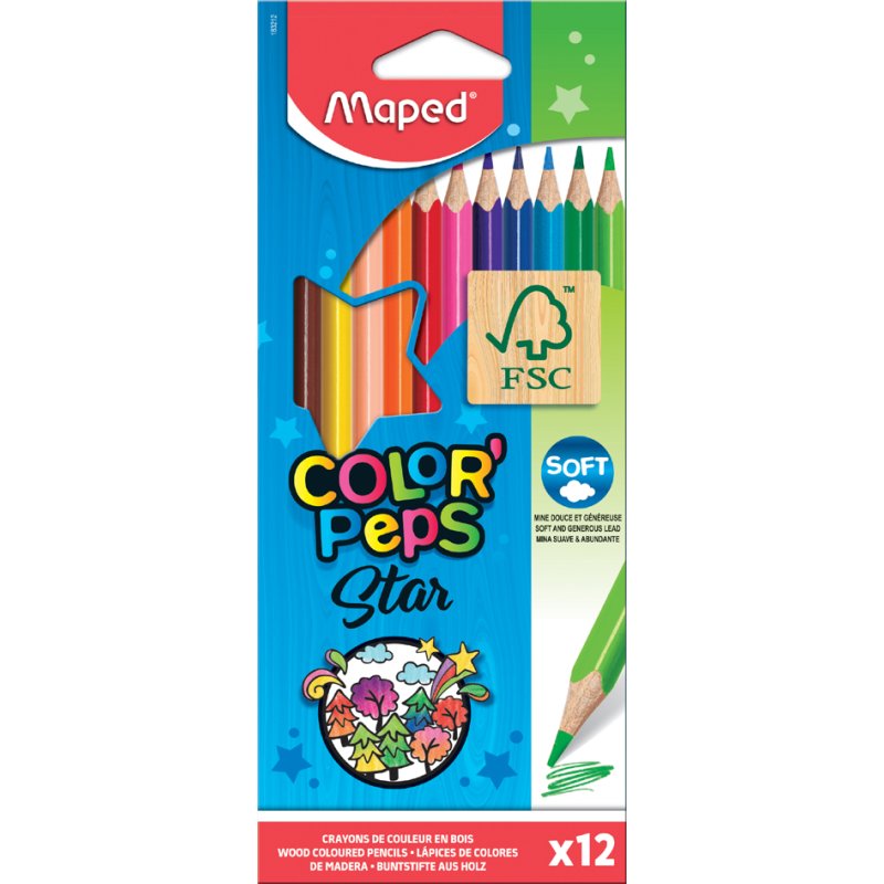 Maped crayons de couleur COLOR'PEPS Star, triangulaires, 12 pièces