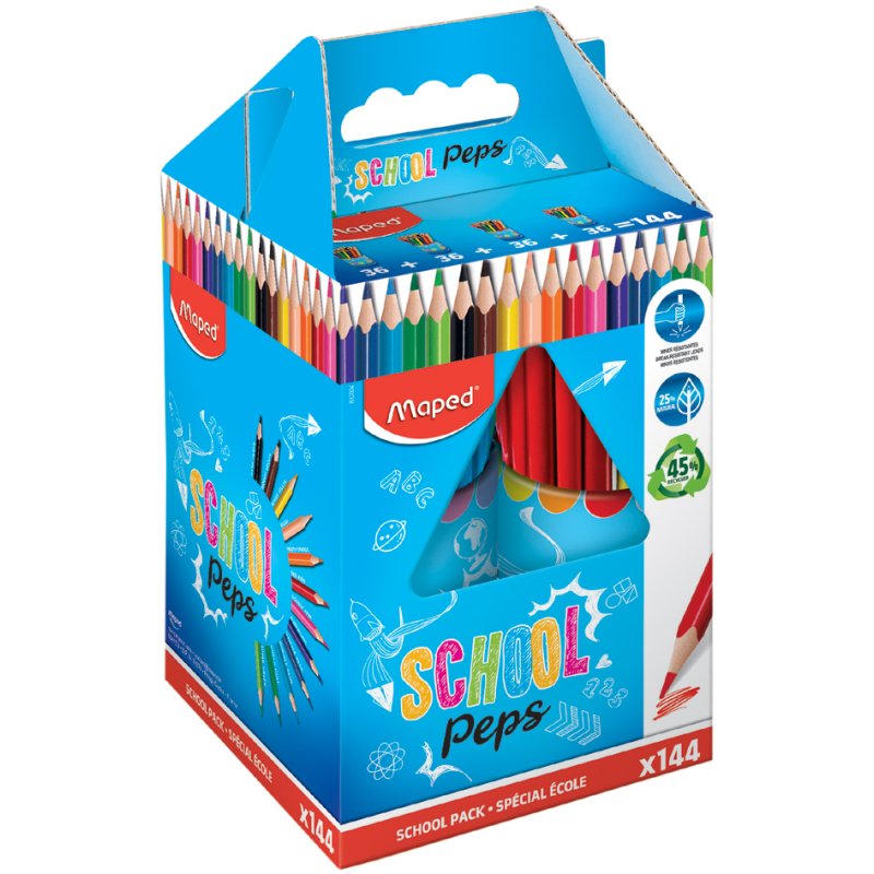 Maped triangular colouring pencils Color'Peps, school pack, 144 pieces