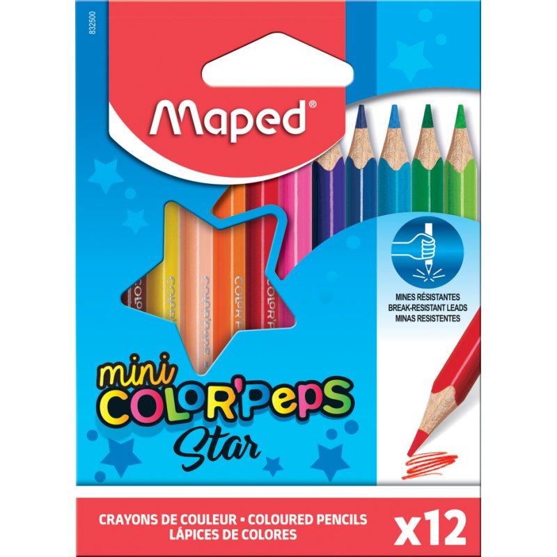 Maped COLOR'PEPS Mini colouring pencils, triangular, 12 pieces, 87 mm