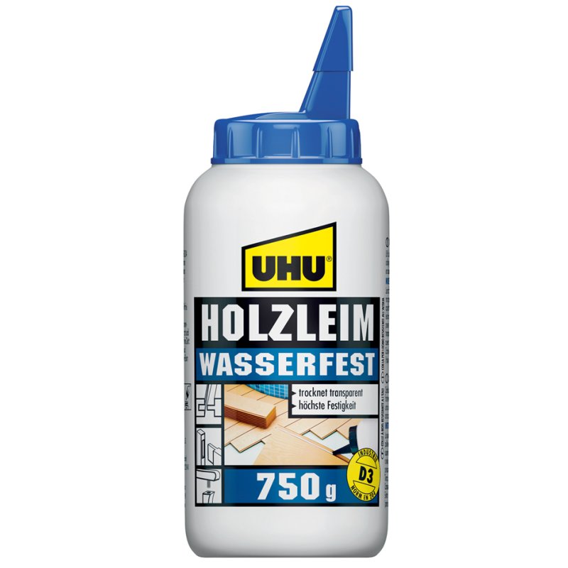 UHU colle à bois étanche D3, sans solvant, 75 g