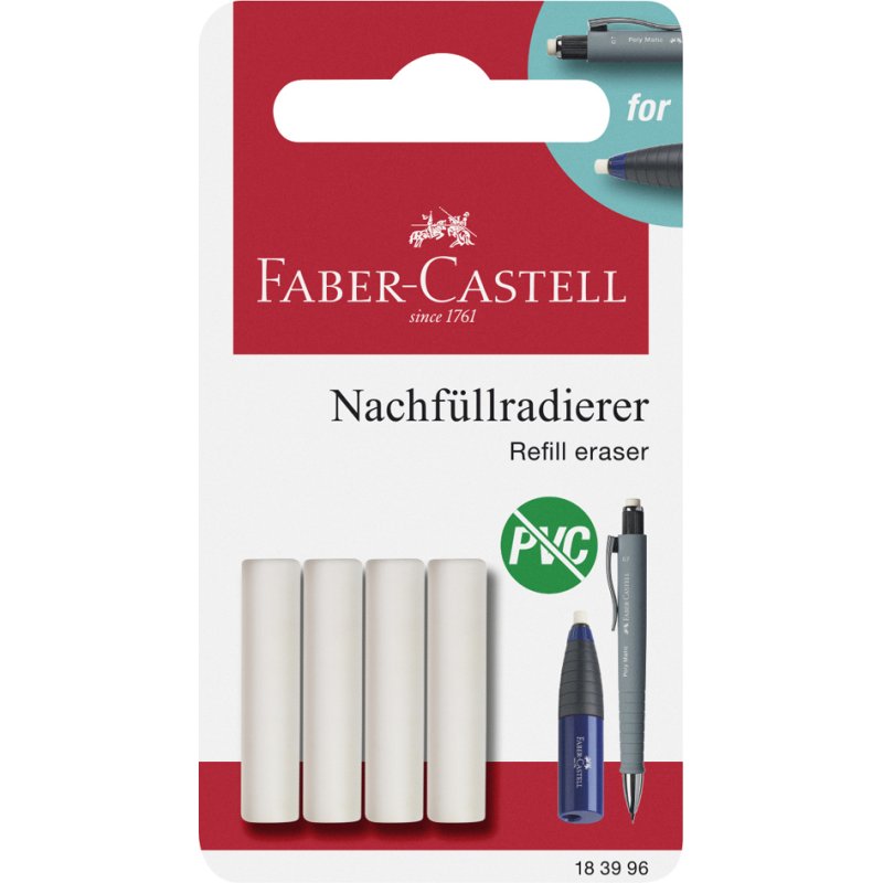 Faber-Castell gomme de rechange pour porte-gomme, 4 pièces