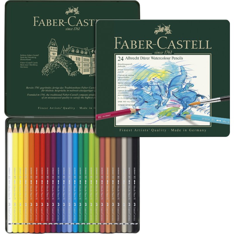 FABER-CASTELL Aquarelkleurpotloden Albrecht Dürer, 12 stuks, metalen doos