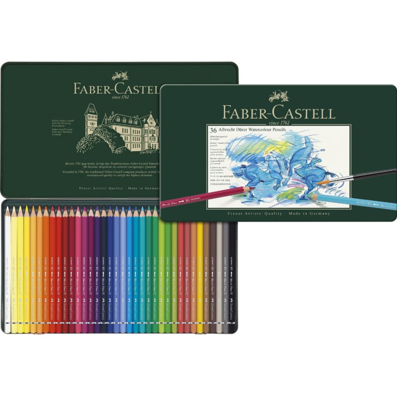 FABER-CASTELL Aquarelkleurpotloden Albrecht Dürer, 12 stuks, metalen doos