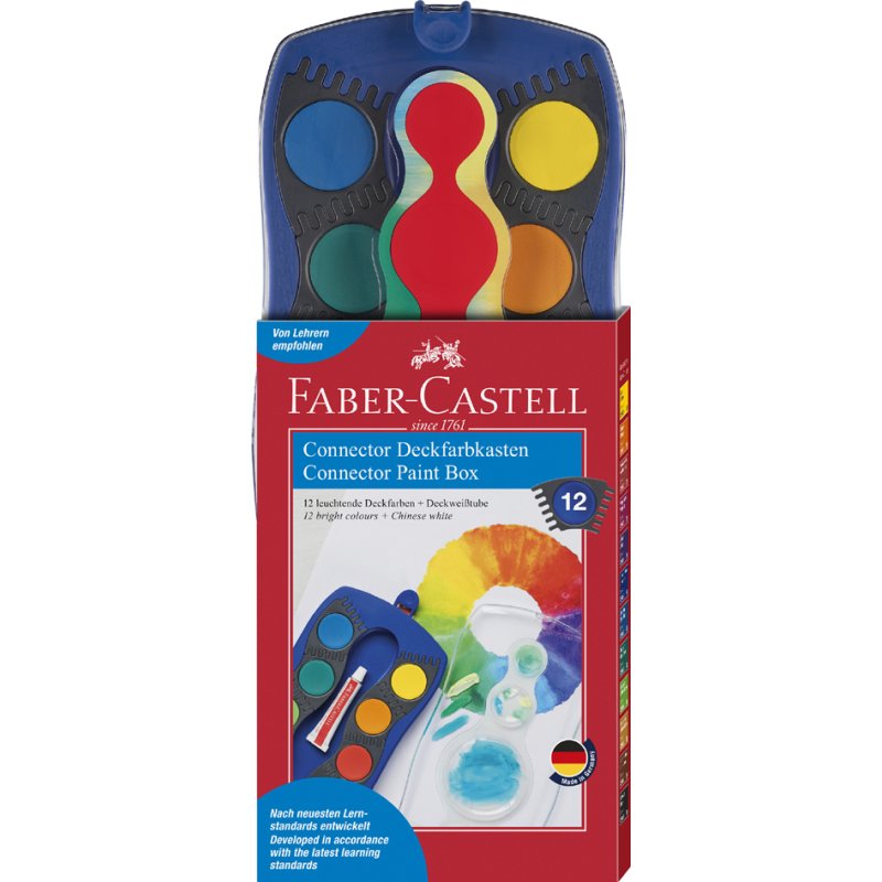 Faber-Castell boîte de peinture couvercle Connector, 12 couleurs, rouge