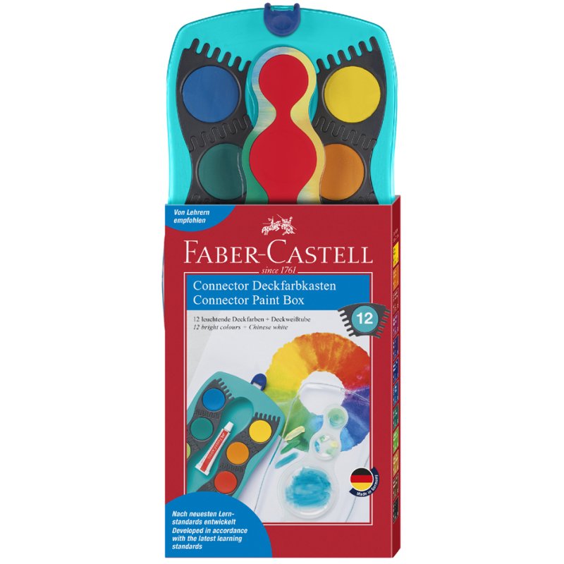 Faber-Castell boîte de peinture couvercle Connector, 12 couleurs, rouge