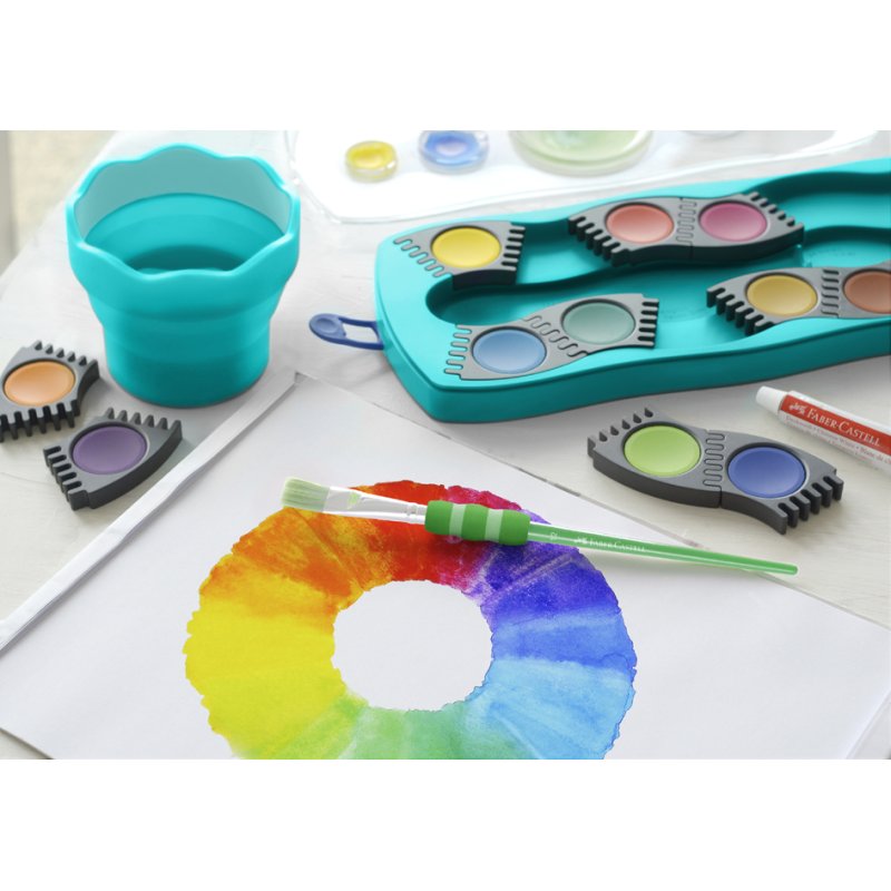 Faber-Castell boîte de peinture couvercle Connector, 12 couleurs, rouge