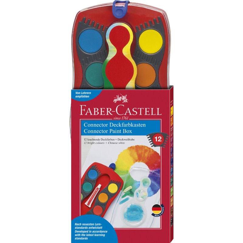 Faber-Castell boîte de peinture couvercle Connector, 12 couleurs, rouge