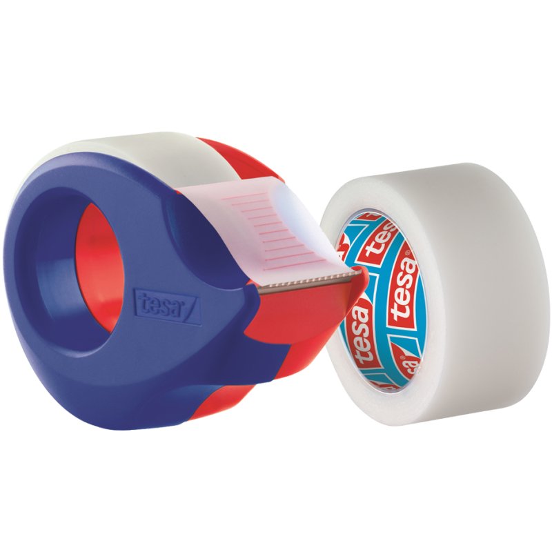 tesa mini distributeur de ruban adhésif, rechargeable, 2 rouleaux transparent 19 mm × 10 m
