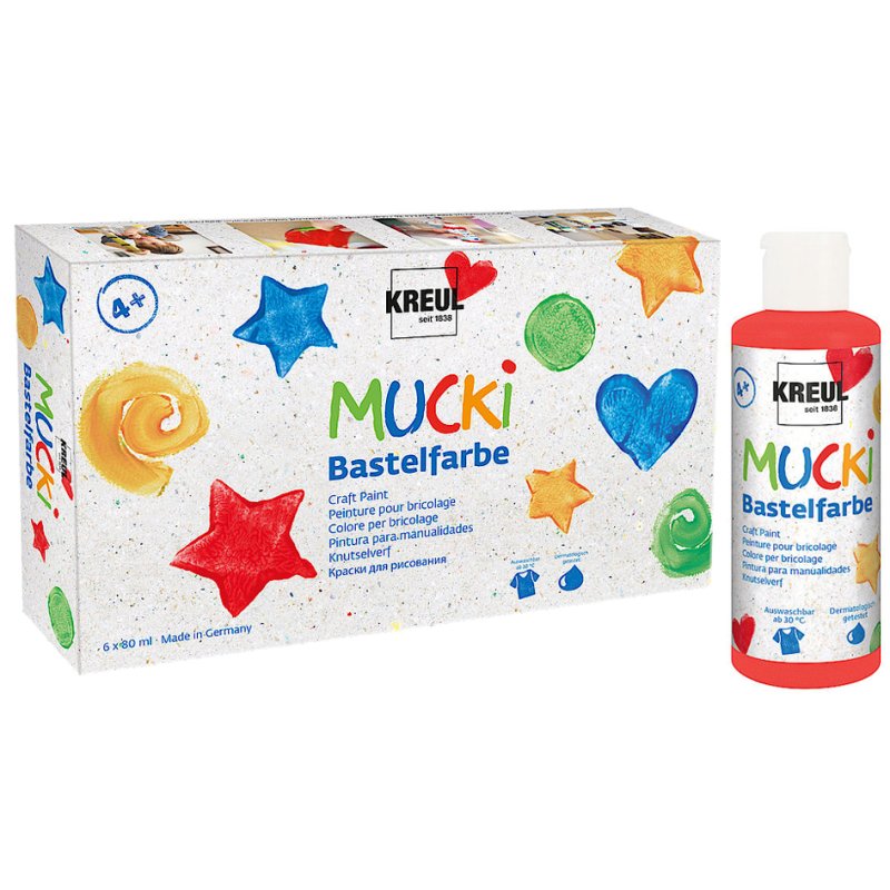 KREUL MUCKI modelling paint, 80 ml, set of 6, washable