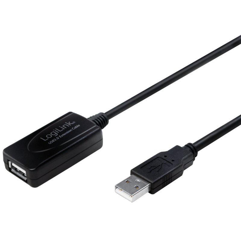 LogiLink Câble de rallonge USB 2.0 actif, noir, 20 mètres