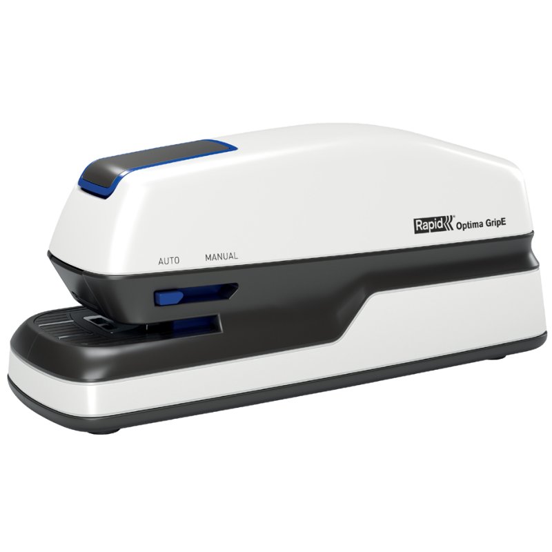 Rapid Optima GripE agrafeuse électrique, blanc/gris/bleu, 20 feuilles, 26 mm