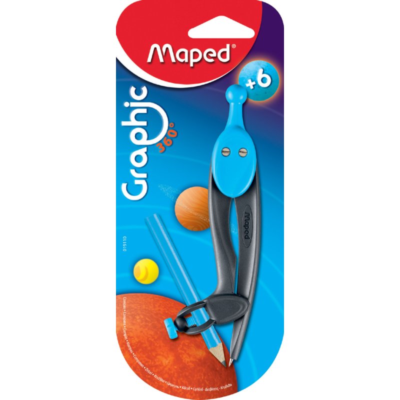 Maped compas Graphic 360, 100 mm, plastique, bague adaptateur