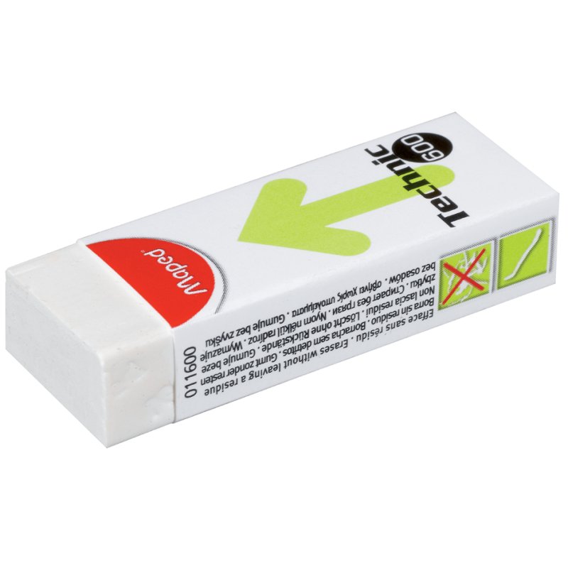 Maped gomme plastique Technic 600, blanc, dust free, 61×22×12 mm