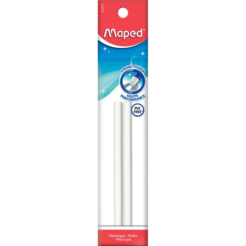 Maped gomme crayon, rechargeables, blanc/bleu, forme triangulaire