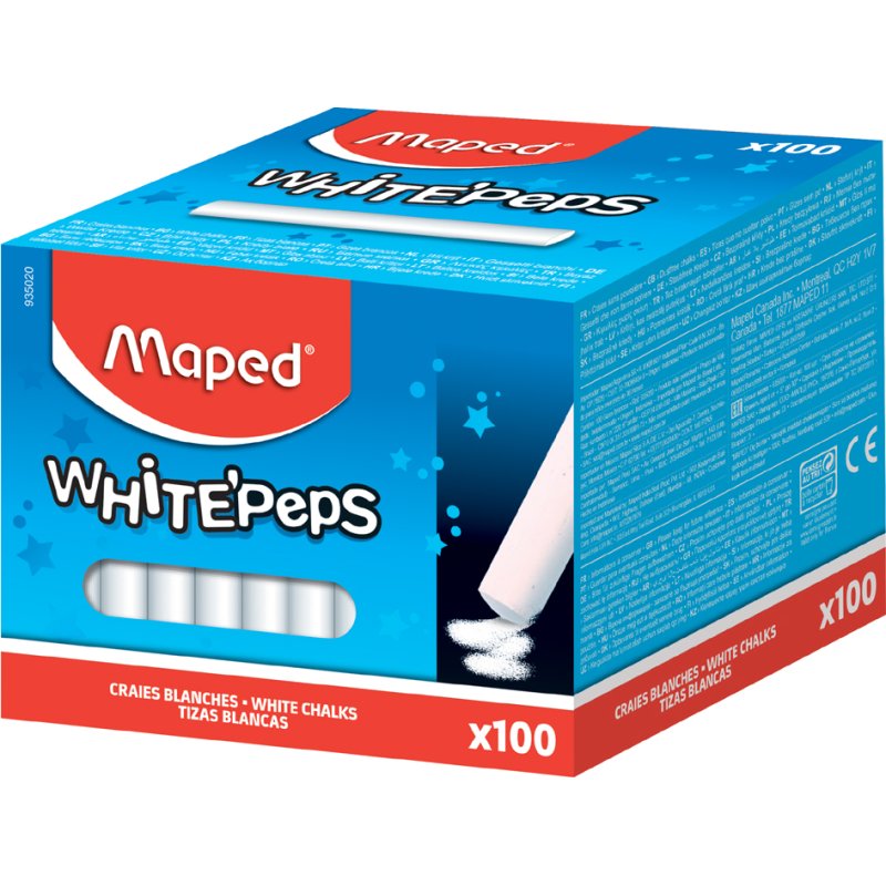 Maped craies pour tableau, blanc, rond, 10 pièces