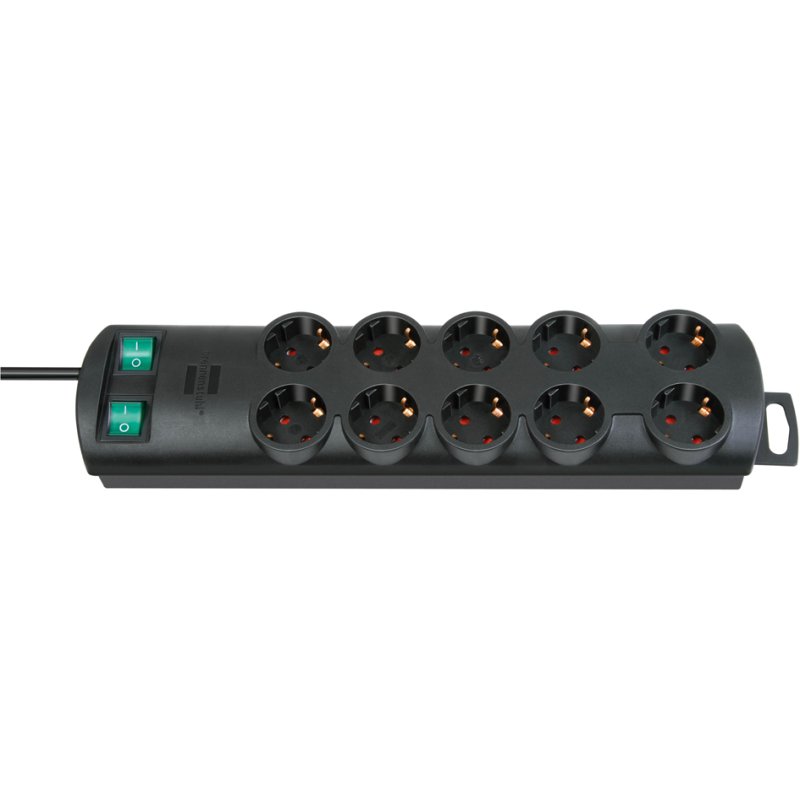 brennenstuhl Primera-Line stekkerdoos, 10-voudig, zwart, 2 m kabel