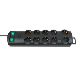brennenstuhl Primera-Line stekkerdoos, 10-voudig, zwart, 2 m kabel