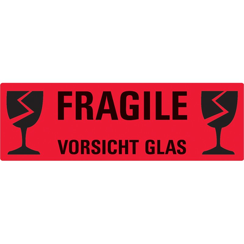 AVERY Zweckform étiquette 'Attention verre', rouge fluorescent, 119×38 mm, 10 pièces
