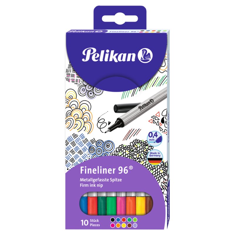 Pelikan fineliner pens, assorted colours, 10 pieces