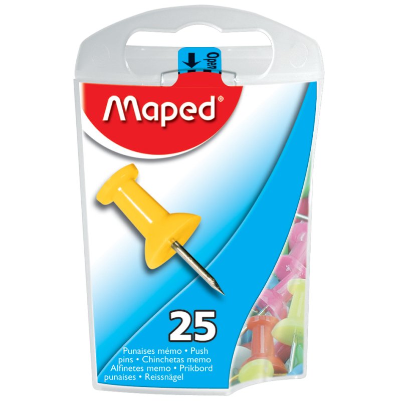 Maped drawing pins, assorted colours, 10 mm, 25 pieces