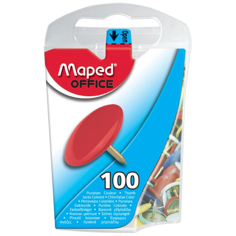 Maped punaises kunststof, 4 kleuren, 100 stuks