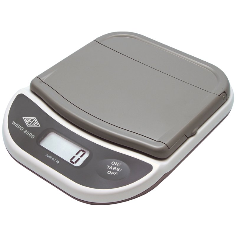 WEDO elektronische brief- en pakketweegschaal 2000, wit/lichtgrijs, 2 kg, LCD-display