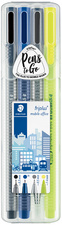 STAEDTLER schrijfset triplus black mobile office, 5 pennen en 1 marker, zwarte box