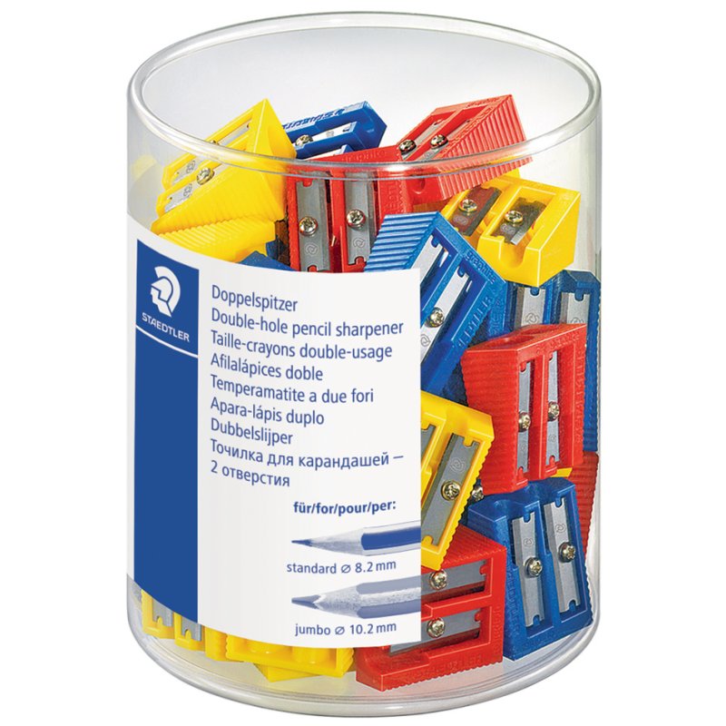 STAEDTLER double pencil sharpener, plastic, assorted colours, 50 pieces