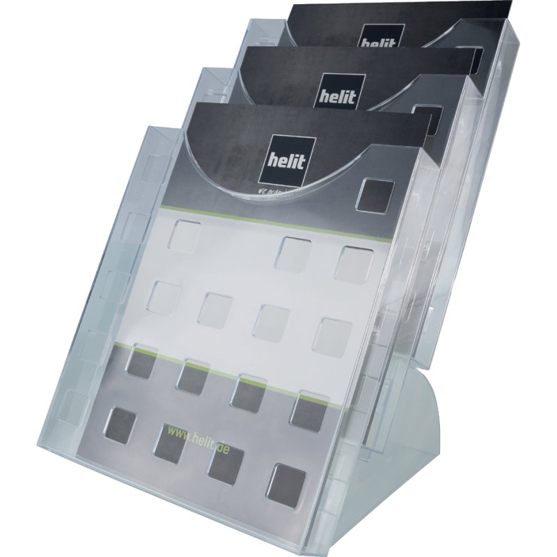 helit The Step Grid présentoir, triple debout, A4, cristal clair