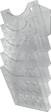 helit wandhouder the grid wall, A4 staand, 5 brochurehouders, glasheldere polystyrol
