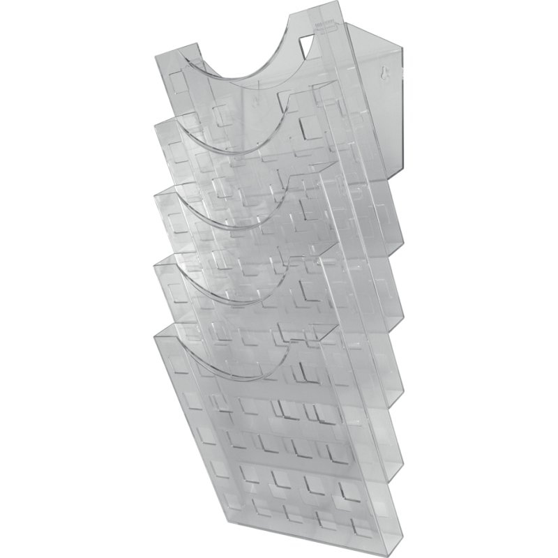 helit porte-brochure mural the grid wall, 5 brochures, A4 portrait, gris-transparent