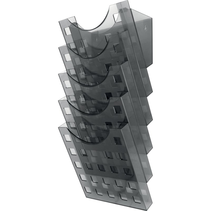 helit porte-brochure mural the grid wall, 5 brochures, A4 portrait, gris-transparent