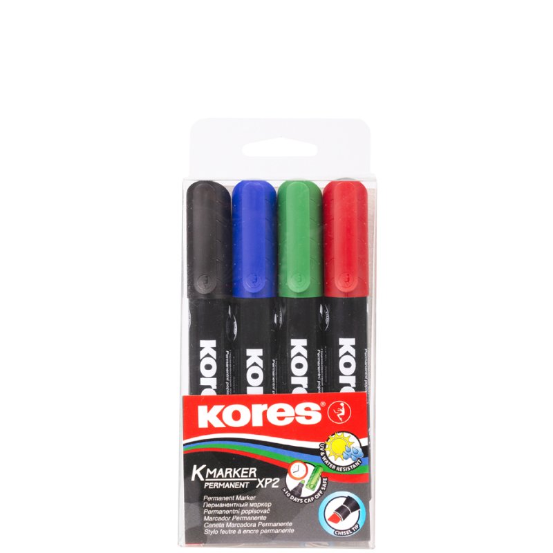 Kores marqueurs permanents K MARKER, rechargeables, 4 pièces, 3,0 mm