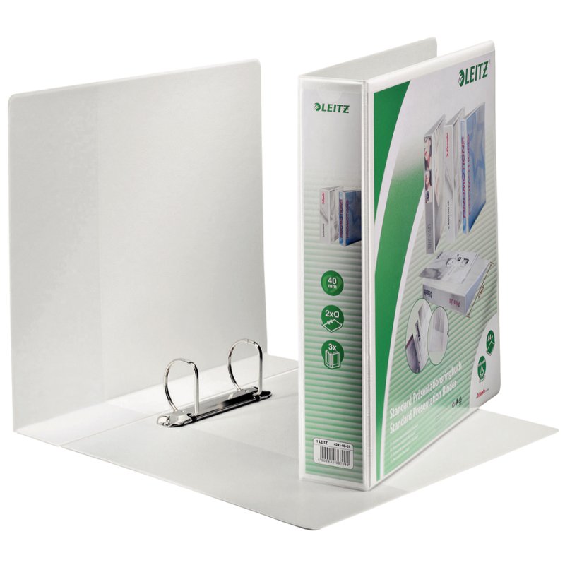 LEITZ classeur de présentation A4 extra large, blanc, 2 anneaux en D