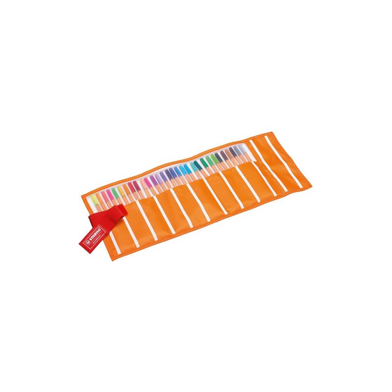 STABILO stylo-feutre point 88, boîte de 30 pièces, 0,4 mm, orange/blanc