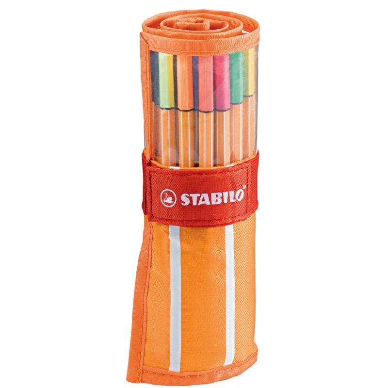 STABILO stylo-feutre point 88, boîte de 30 pièces, 0,4 mm, orange/blanc