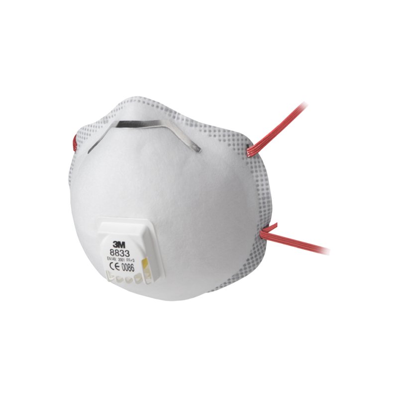 3M stofmasker 8833, FFP3, met uitademventiel, 10 stuks