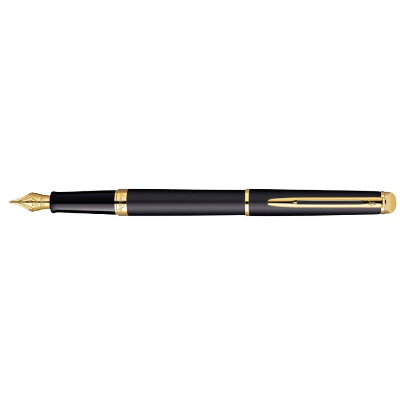 WATERMAN stylo plume Hémisphère, laqué noir, détails couleur or, pointe moyenne