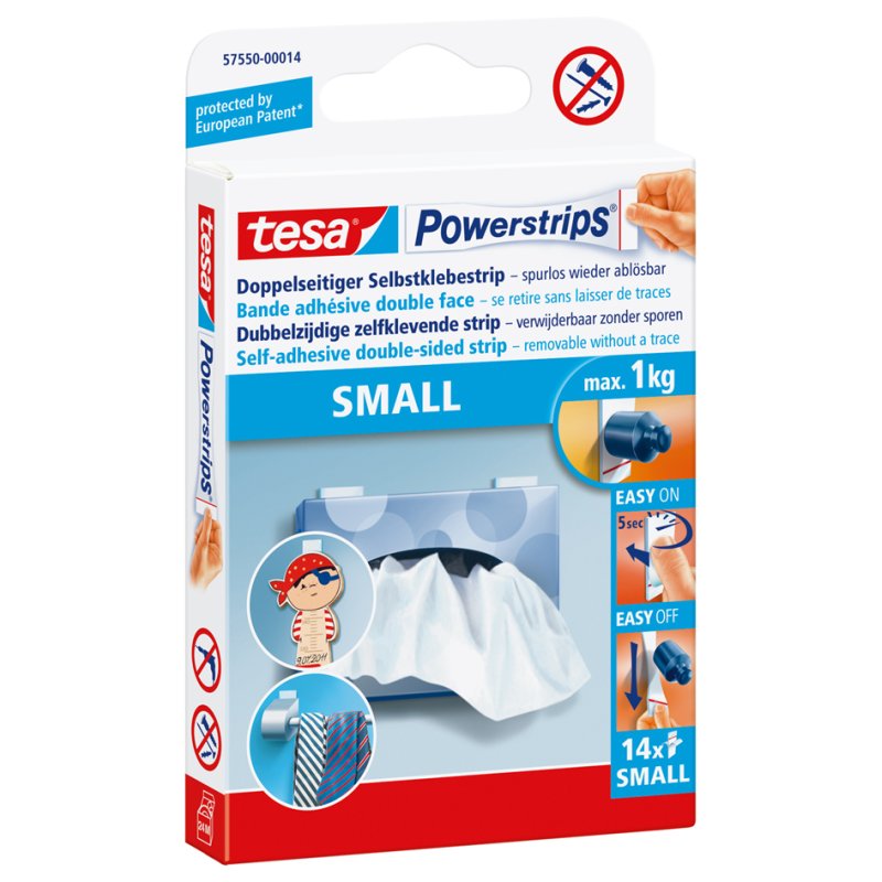 tesa Powerstrips transparant, draagkracht max. 1,0 kg, 8 stuks