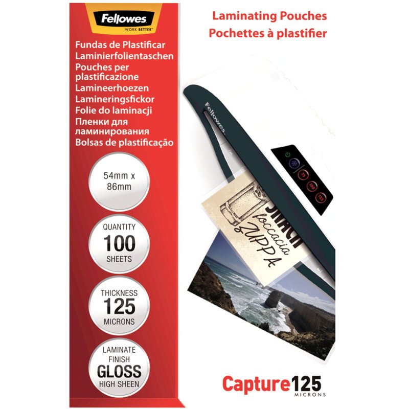 Fellowes lamineerhoes, 75×105 mm, 2×125 mic glanzend, 100 stuks