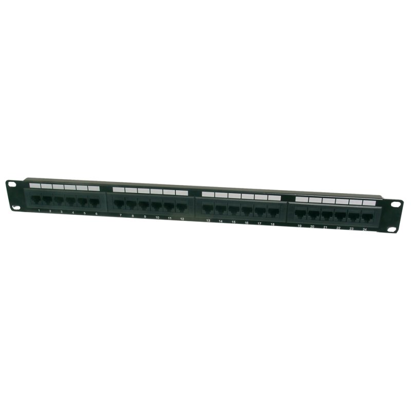 DIGITUS panneau de brassage 19 pouces Cat.5e, 24 ports RJ45, 1HE, noir
