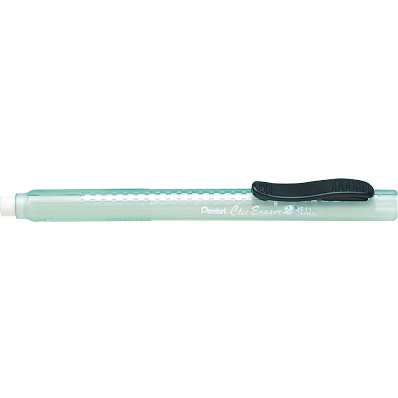 Pentel ClicEraser2 gomme, forme de stylo, rechargeable, bleu-transparent