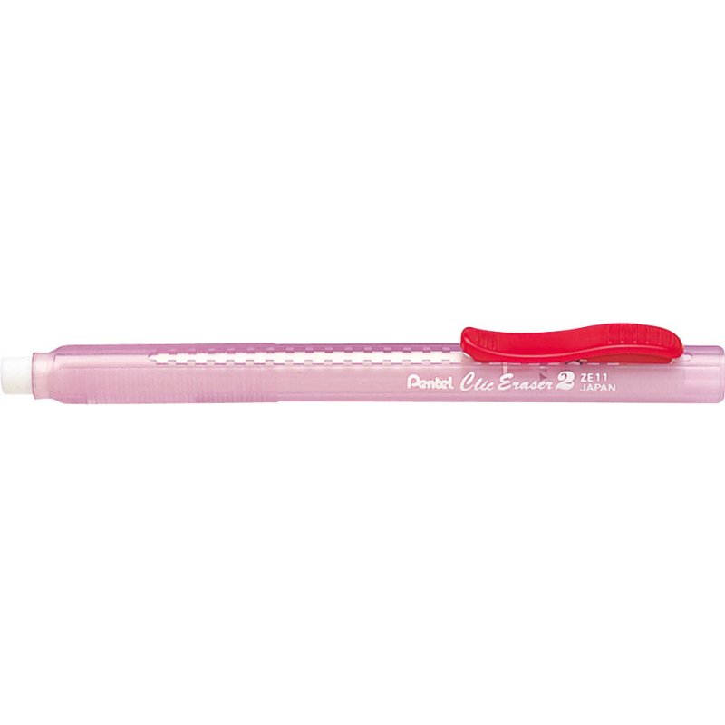 Pentel ClicEraser2 gomme, forme de stylo, rechargeable, bleu-transparent