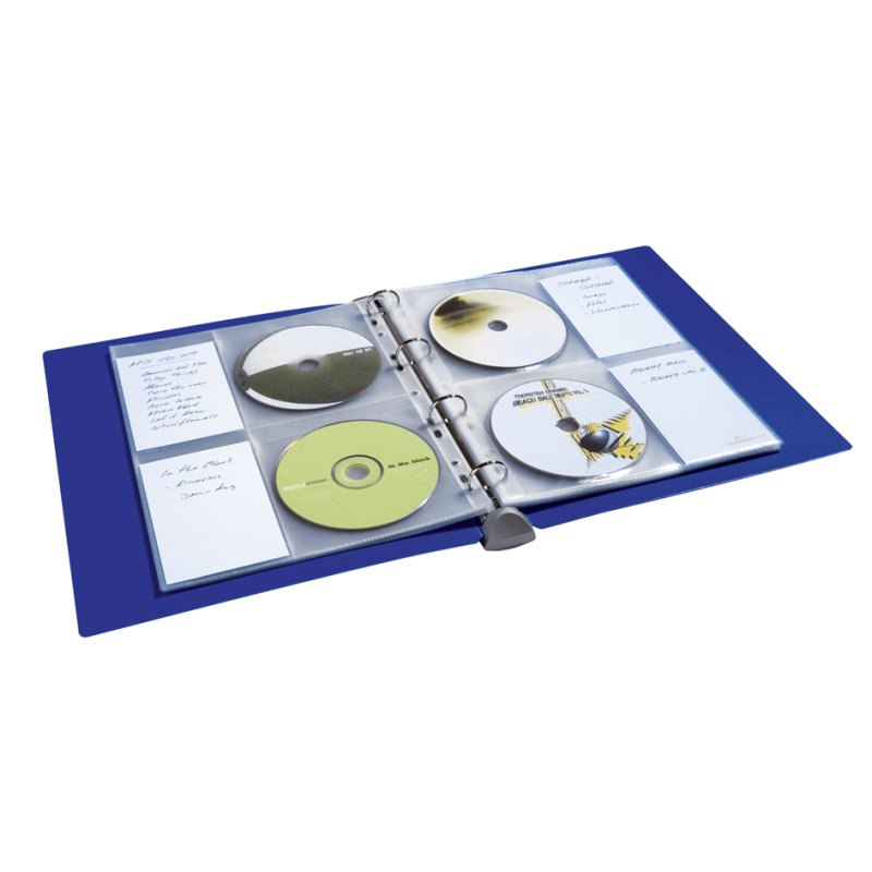 DURABLE Étuis CD/DVD pour 4 disques, transparent, perforation pour reliure à anneaux, 5 pièces