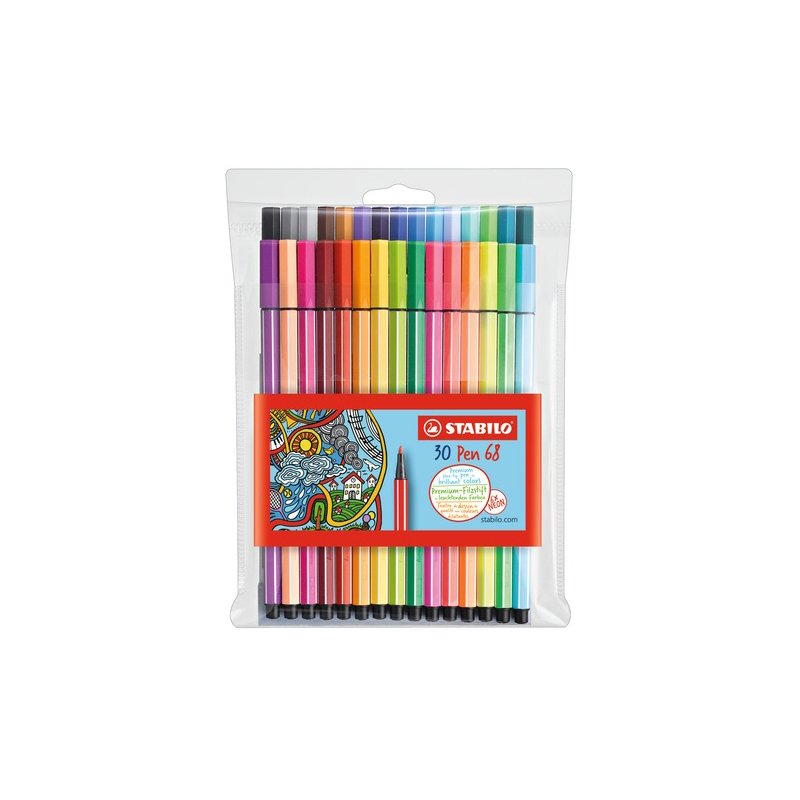 STABILO viltstiften Pen 68, etui, 30 stuks, 1,0 mm