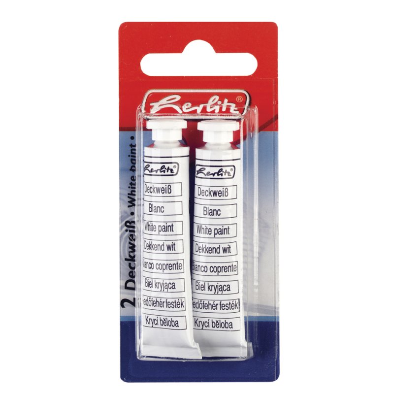 herlitz opaque white school paint, 2 tubes, 7.5 ml