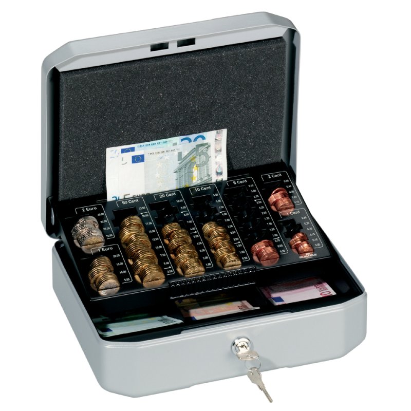 DURABLE geldcassette EUROBOXX S, grijs, cilinderslot, 283×225×100 mm