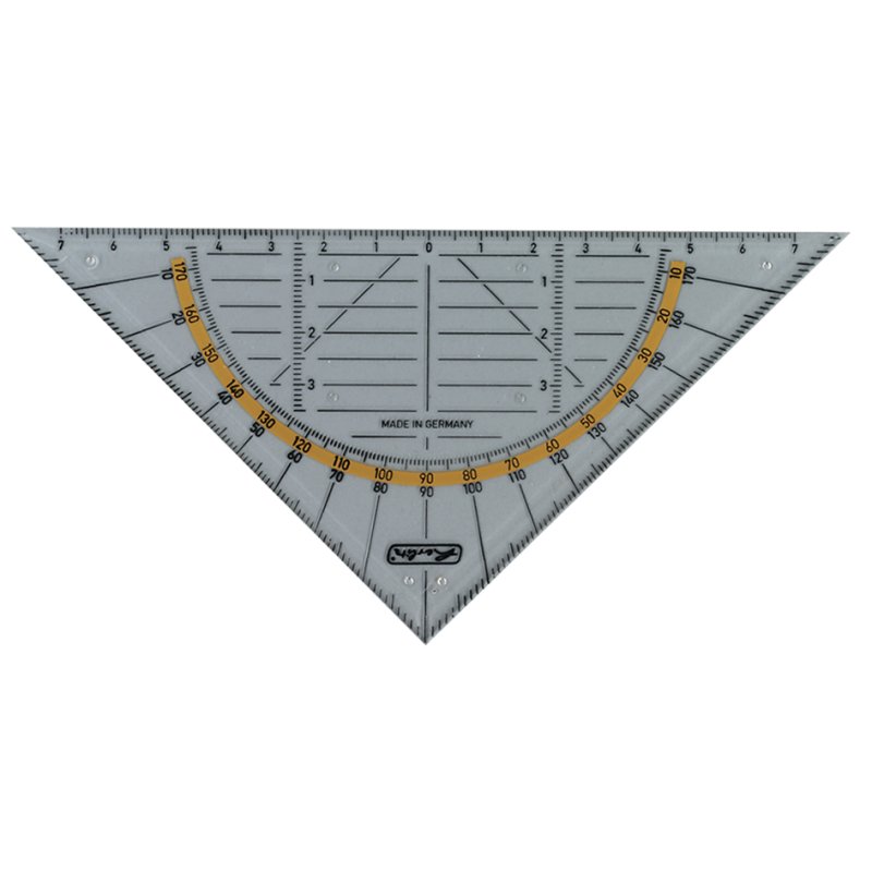 herlitz meetdriehoek 160 mm, transparant kunststof, zwarte schaalverdeling